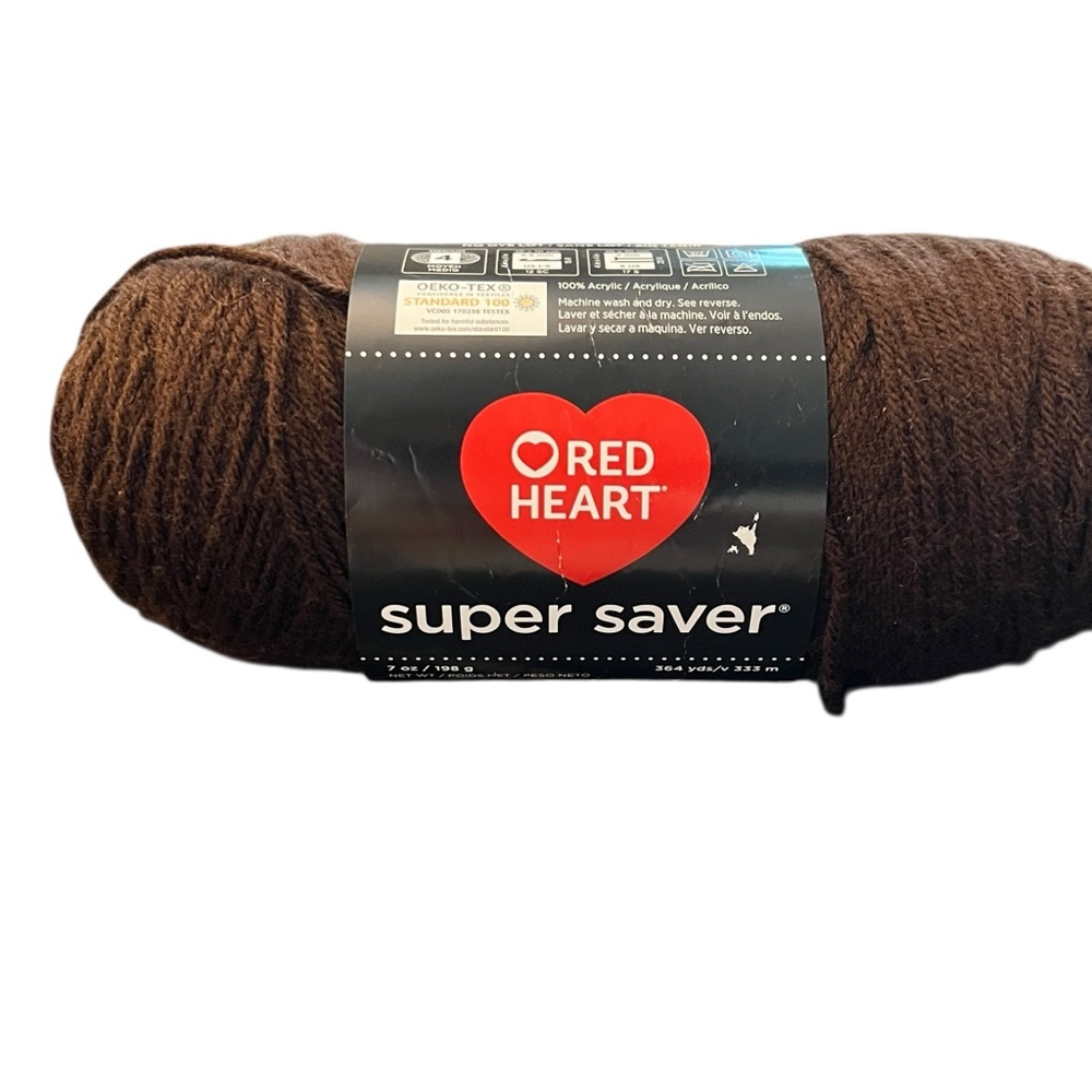 Red Heart Super Saver Yarn 100% Acrylic Coffee #0365 7 Oz 364 Yards NEW Brown